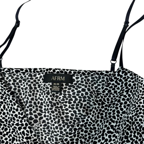 AFRM Black and White Leopard Print Cami Camisole Top Medium V-Neck Sexy Coquette - Picture 5 of 6